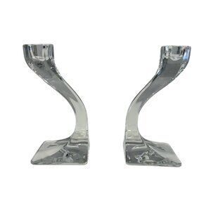 Josef Riedel Vintage Crystal 6" Duetto Candle Holders Set of 2  Austria EUC